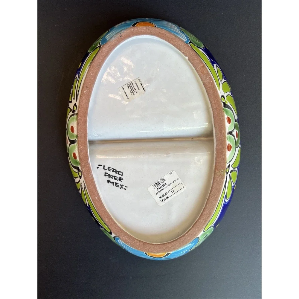 Talavera 2 Section Oval Multipurpose Lead Free Made Mexico Serving Dish Pottery